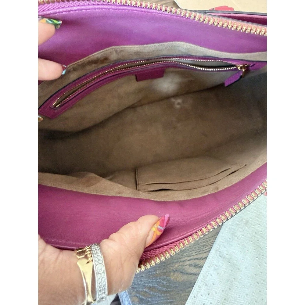 Authentic Gucci GG Supreme Tote Multicolor Pink Leather Top Handle Crossbody